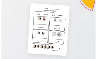 Penny, Nickel, Dime – Adding Coins Worksheet