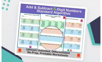 Addition and subtraction of 5-Digit numbers - standard algorithm