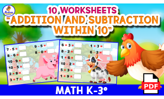ADDITION AND SUBTRACTION WITHIN 10 - Ten Worksheets - FARM Theme