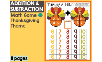 Addition and Subtraction Within 10 Thanksgiving Math Game