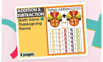 Addition and Subtraction Within 10 Thanksgiving Math Game