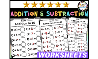 Addition and  Subtraction within 20 with Worksheets  1st Grade Math
