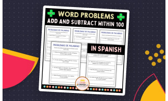 Addition and Subtraction Word Problems Within 100 Worksheet in Spanish