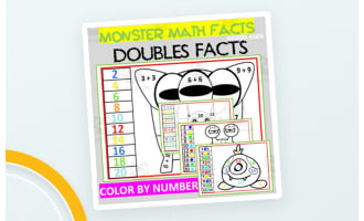 Addition Doubles Facts | Color by Number | Monsters