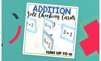 Addition Facts Self Checking Flash Cards for Sums up to 10