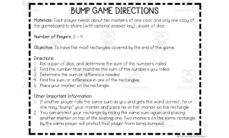Addition + Subtraction Bump Games