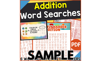 Addition Word Search: 1 Page Sample (PDF)