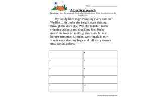 Adjective Camping Story Worksheet
