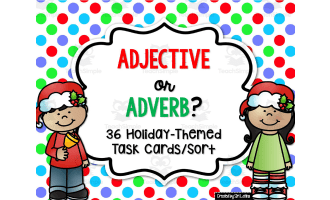 Adjective or Adverb Sort | Holiday-Themed Task Cards