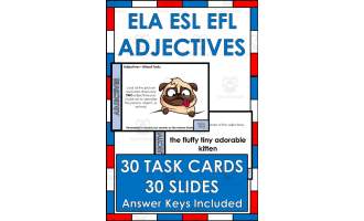 ADJECTIVES - 30 Task Cards, 30 Slides, Answer Key and Sheet