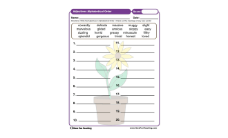 Adjectives Alphabetical Order Worksheet