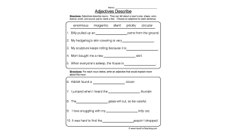 Adjectives Describe Worksheet