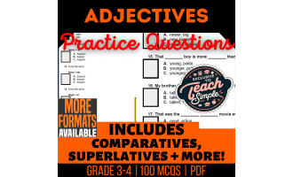 Adjectives Practice Questions - Grade 3-4 Grammar (PDF)