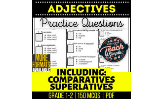 Adjectives Practice Questions - Grades 1-2 Grammar (PDF)
