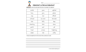 Adjectives Search Worksheet