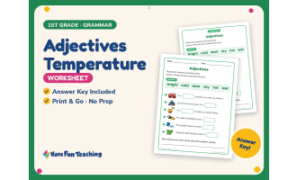 Adjectives Temperature Worksheet – 1st Grade Grammar Practice