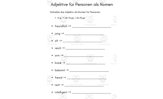 Adjektive für Personen als Nomen – Übungen