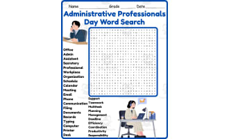 Administrative Professionals Day Word Search 2nd 3rd 4th 5th Grade