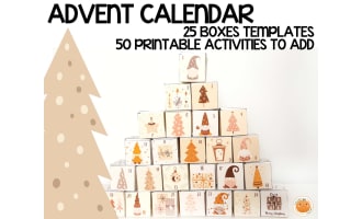 Advent Calendar Boxes & Activities, Christmas Countdown, Boho-Winter