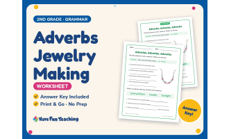 Adverbs Jewelry Making Worksheet – 2nd Grade Grammar Practice
