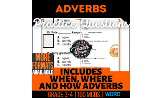 Adverbs Practice Questions - Grades 3-4 Grammar (Word)
