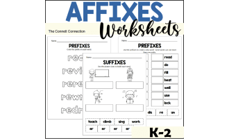 Affixes Worksheets for Prefixes and Suffixes K-2