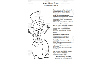 After Winter Break Snowman Glyph-An SEL Coloring Page