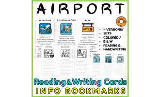Airport Bookmarks Reading Writing Cards Resource
