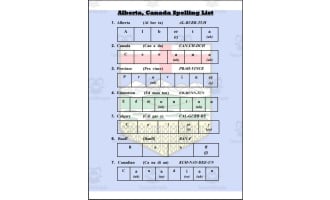 Alberta (Canada) Spelling List