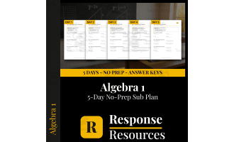 Algebra 1 Emergency Sub Plans - 5 Days Self-Checking Worksheets
