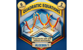 Algebra 1 Quadratic Equations and Functions Crosswords with Word Bank