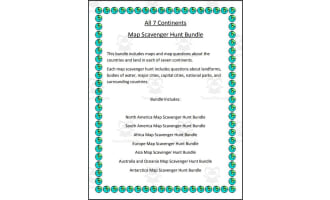 All 7 Continents Map Scavenger Hunt Bundle