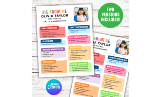 All About My Child Special Needs Student Profile For Autism ADHD IEPs