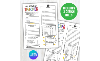 All About My Teacher, Teacher Favorite Thing Form, First Day Of School