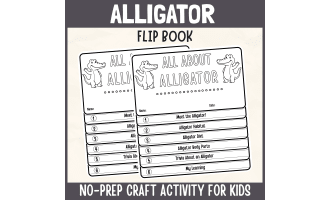 Alligator reptile Flipbook Craft Animal Science Study Writing Prompt
