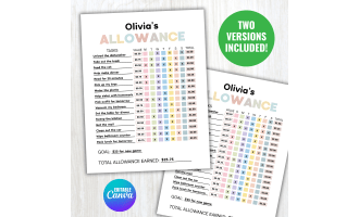 Allowance Chart Tracker For Kids | Money Reward Printable