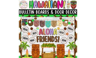 Aloha Friends | Hawaiian And Summer Bulletin Board And Door Decor Kit