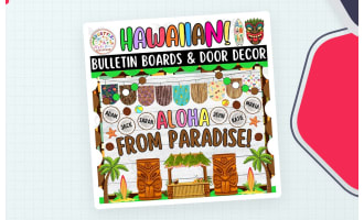 Aloha from Paradise: Hawaiian & Summer Bulletin Board & Door Decor Kit