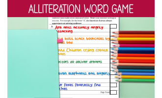 ALPHABET ALLITERATION ACTIVITY, WORD GAME WORKSHEETS, GROUP ACTIVITIES