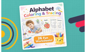Alphabet Coloring Pages A-Z Printable ABC Tracing Workbook PDF