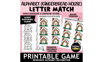 Alphabet Gingerbread House Letter Match Matching Game