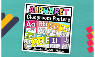Alphabet Posters - Classroom Decor - Spotty Rainbow Brights