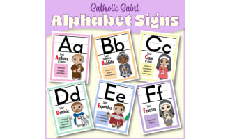Alphabet Posters with Catholic Saints | ABC Classroom Signs