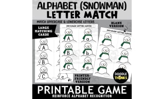 Alphabet Snowman Letter Match Uppercase and Lowercase Matching Game