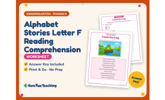 Alphabet Stories Letter F Reading Comprehension Worksheet Practice
