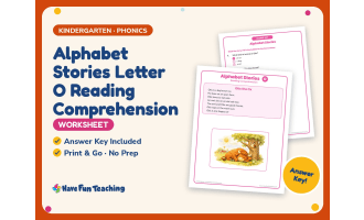 Alphabet Stories Letter O Reading Comprehension Worksheet Practice