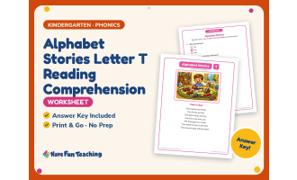 Alphabet Stories Letter T Reading Comprehension Worksheet Practice