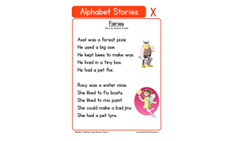 Alphabet Stories Letter X Reading Comprehension Worksheet
