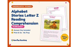 Alphabet Stories Letter Z Reading Comprehension Worksheet Practice