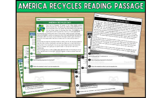 America Recycles Day Reading Comprehension Passage & Questions for 3rd